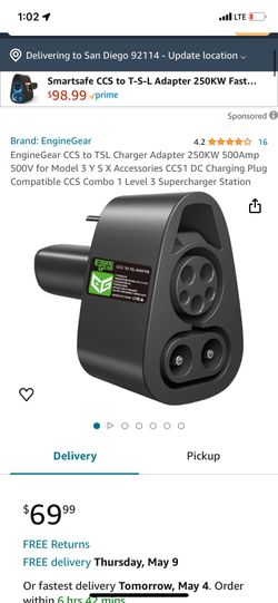 Brand New Engine Gear Ccs1 To Tesla Adapter