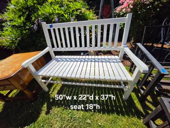 Wood garden bench
50"w x 22"d x 37"h
seat 18"h