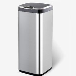 ELPHECO Square Stainless Steel 8 Gallon Sensor Trash Can with Lid, 30 Liter Automatic Kitchen Garbage Can, Slim Metal Trash Can for Home, Hotel, Offic
