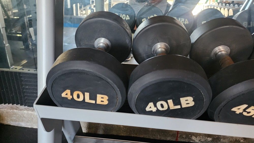 40lb Pro Style Rubber Dumbbell 