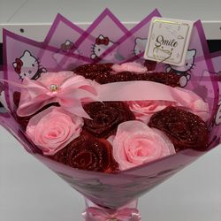 Red / Pink Eternal Flower Bouquet (12 count)  💓❤️💐