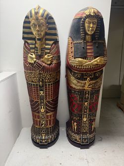 75 inch Egyptian pharaoh Tutankhamen king tut sarcophagus display cabinet