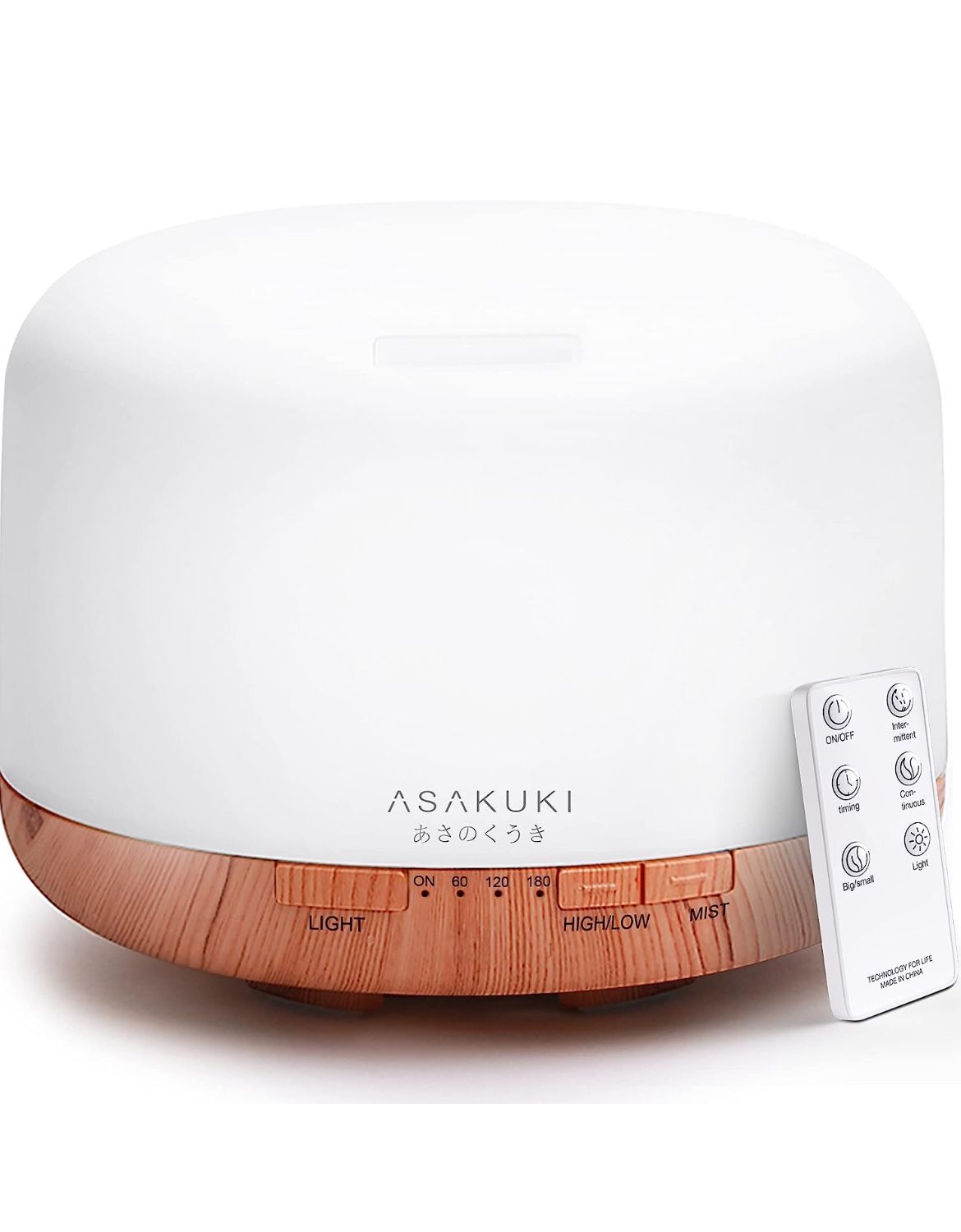 ASAKUKI 500ml Premium, Essential Oil Diffuser with Remote Control, 5 in 1 Ultrasonic Aromatherapy 