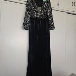 New Plus Size Black Sequence a Velvet Mermaid Dress