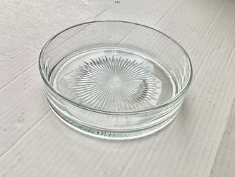 Early 1950s Candy Dish, Ashtray, Trinket - Jewelry Holder,  Snack Bowl Clear Glass Art Deco Style Sunburst 7” Diameter