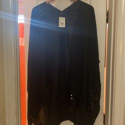 Black Sheer Over Top Blouse. One Size , New With Tags