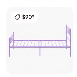 Kids Twin Metal Bed Frame with Modern Scroll Design Headboard and Footboard