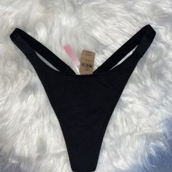 High Leg Logo Thong Underwear Black 