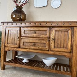 60”round Dining Table Counter Height  With 6 Chairs  And Buffet  Cabinet 