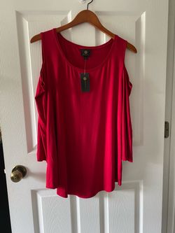 NWT Red Cold-Shoulder Top