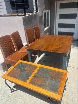 Stone Coffee Table and Dining table with 4 chairs