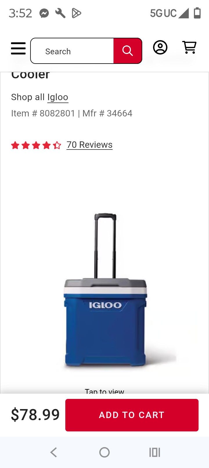 Igloo 60q Cooler New