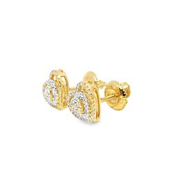 10kt White & Yellow Gold Diamond Heart Earrings 0.18 ctw
