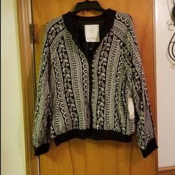 NWT Style Me Los Angeles Black And White Design Zipper Jacket Size 3X 