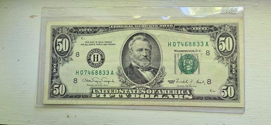 1990 Cleveland MINT ERROR $50 Bleed Through Error