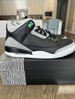 Air Jordan 3 Retro Black/Green Glow-Wolf Grey