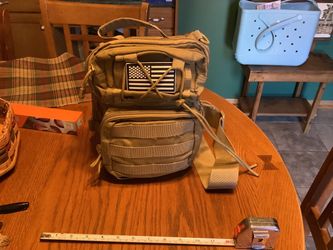 Tactical Military Sling Backpack Shoulder Bag Molle Outdoor Daypack Backpack with Adjustable Strap Multiple zippers and pouches, clean no rips. Appr