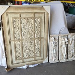 BEAUTIFUL CONTEMPORARY STYLE ITALIAN/GREEK INSPIRED WALL ART & 3 SCULPTURES