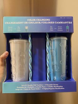 Parker Lane Color Changing Double Wall Straw Tumblers