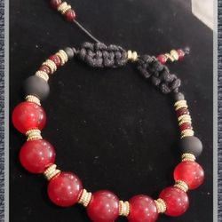 Red Quartz Sliding Knot Beaded Bracelet Handmade 