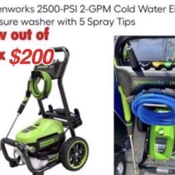  Last one price drop New out of box Greenworks 2500-PSI 2-GPM Cold Water Electric Pressure washer with 5 Spray Tip $200 cash only East Palmdale 