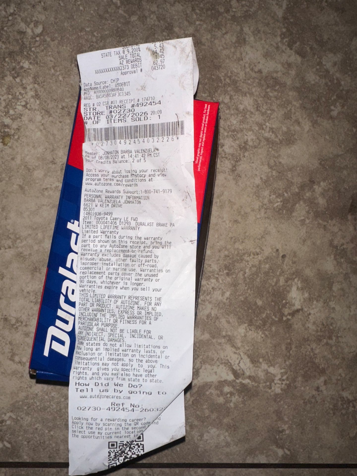 2011 camry break pads