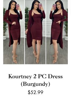 Burgundy 2 Piece Dress Set
