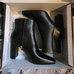Nine West Black Faux Leather Studded Ankle Boots Block Heel size 7.5