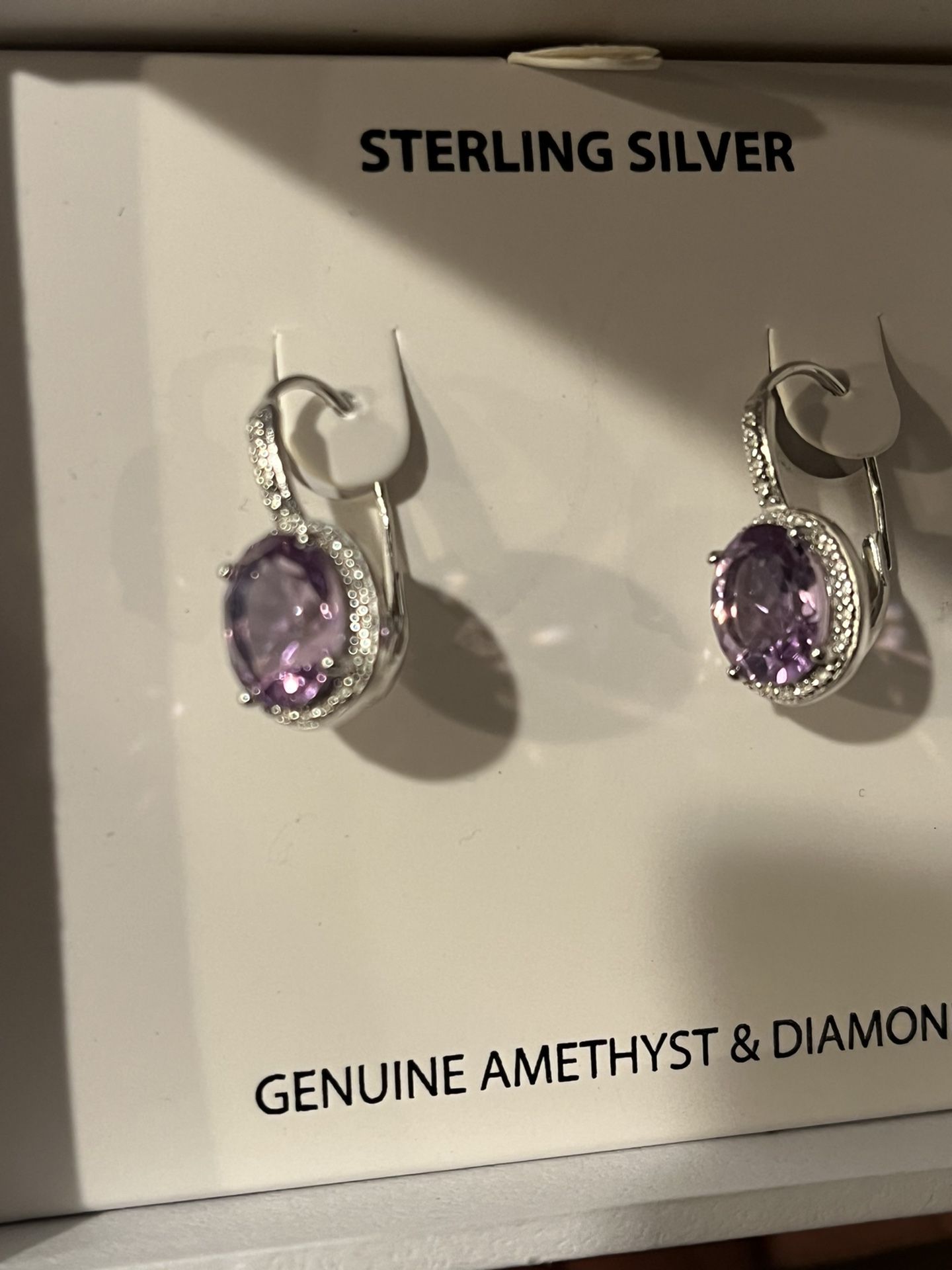 Diamond And Amethyst Earrings 