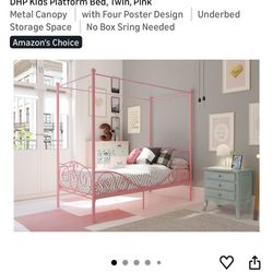 Pink Girl Bed Metal Frame, 2 Count