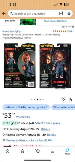 BendyFigs Noble Collection - Horror - Chucky Bendy Figure,Multicolor,6 inches