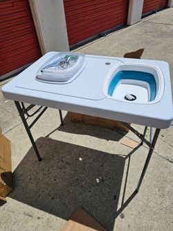 Outdoor Portable Prep Table with sink and faucet