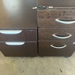 3 Mini Office File Cabinets On Wheels With Keys 