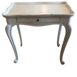 Gustavian Style Small Gray White Painted End Table