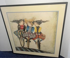 Graciela Rodo Boulanger ~ Holiday on Wheels ~ Rare Framed Lithograph 27 1/4” x 27 1/4”