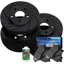 BRAKELABS POWERSPORT Rear Brakes And Rotors Kit |Rear Brake Pads| Brake Rotors And Pads| Semi-Metallic Brake Pads And Rotors BLCC.73029.03 Audio