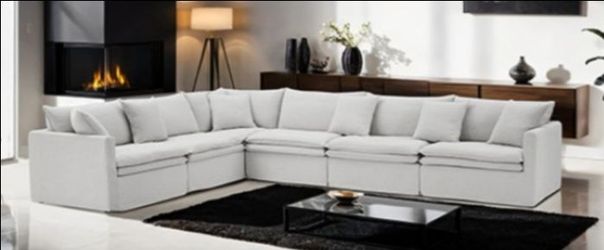 Brand New Light Grey Super Plush Sectional Sofa (Pillows Included)