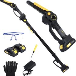 Pole Saw Mini Chainsaw Cordless,2-In-1 Pole Saw Battery Powered without x 2.0Ah Battery,4.9-7.5ft