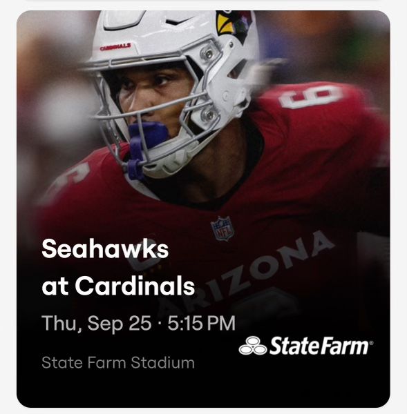 Cardinals Vs Seahawks Thursday Night Football Lower Level