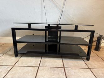 Black glass tv stand