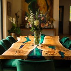 Stunning Custom Live Edge Epoxy River Dining Table(s) - Handcrafted Beauty!