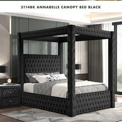 QUEEN VELVET CANOPY/PLATFORM BEDFRAME