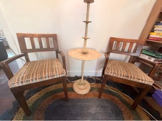 Accent chair set - solid wood and velvet cushions