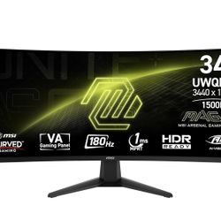 msi MAG 346CQ 34-inch 3440 x 1440 (UWQHD) Gaming Monitor, 180Hz, Adaptive-Sync, HDMI, DisplayPort, VESA Mountable, Tilt, Height Adjustable, Speaker, 1