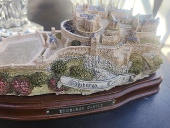 Edinburgh Castle Resin Sculpture on Wood Base