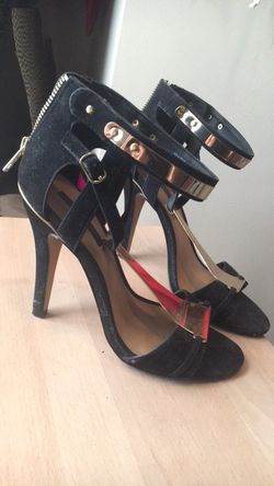 Black and gold heels