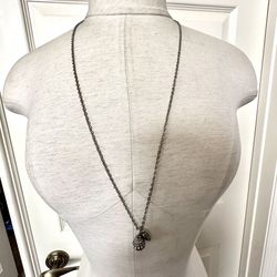 Aeropostale Long Silver Tone Charm Necklace 