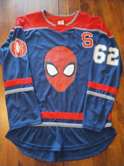 Marvel Spider Man Hockey Jersey Mens Size S Blue Red #62 Double-Sided