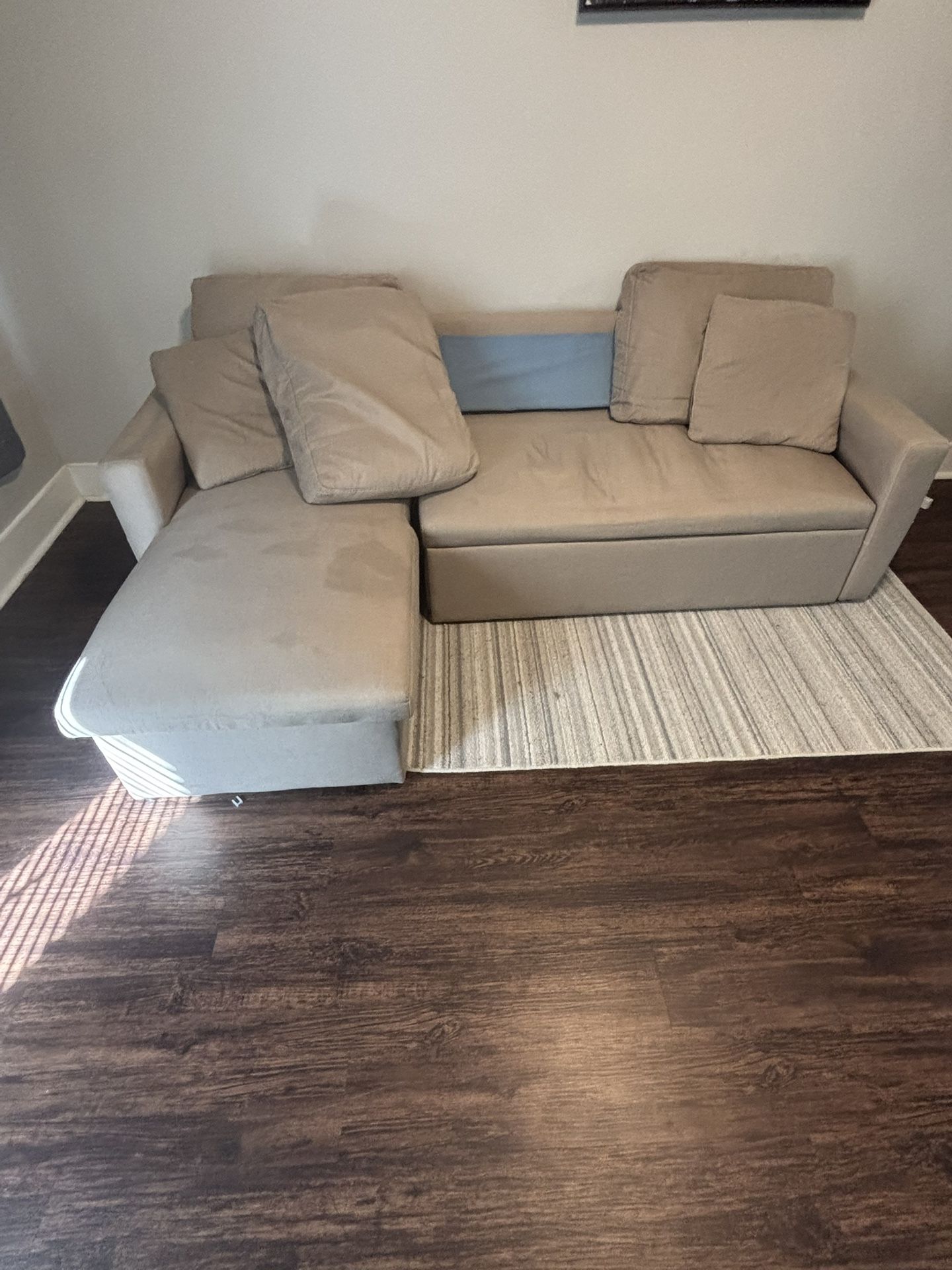 Tan Sofa With Pull Out Bed And Storage