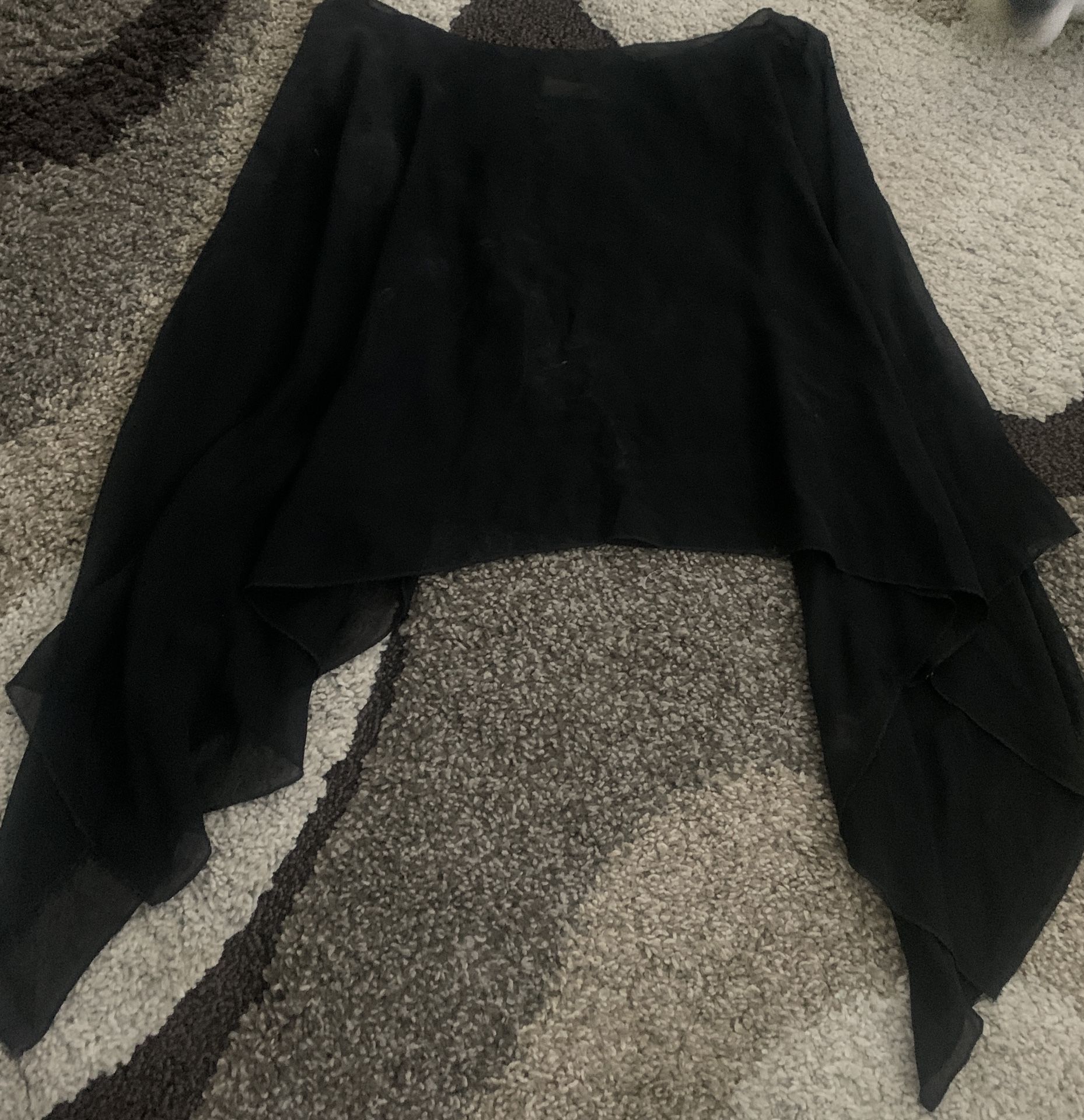 TresBien Black Sheer Pullover Asymmetrical Flowy Shawl One Size Fits Most